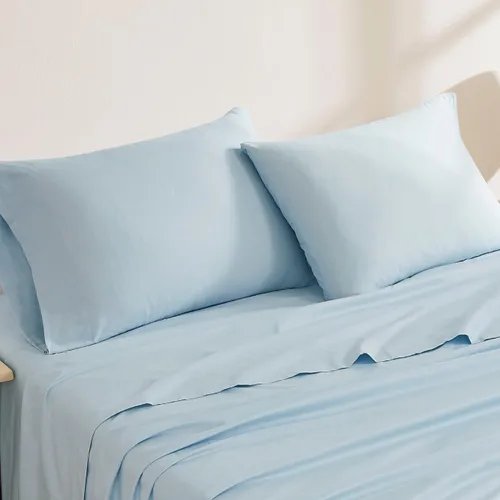Vista 10 de Linen Closet Juego de sábanas y fundas de almohada 100% algodón orgánico, 3 Blanco Ártico
