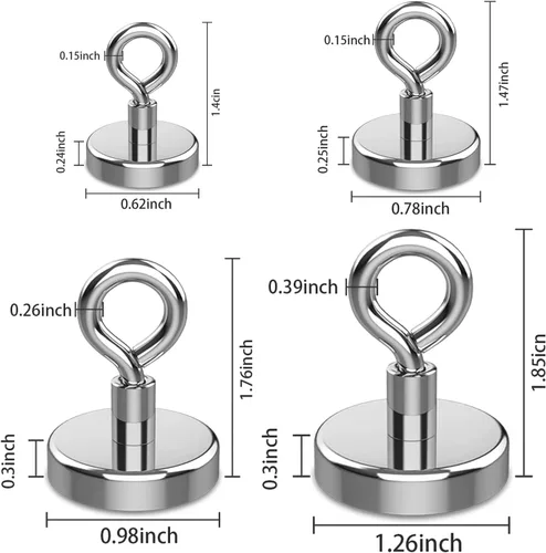 Vista 4 de KQWOMA Ganchos magnéticos para ojos, 12 ganchos magnéticos de neodimio fuertes para colgar, luces, herramientas, cocina, lugar de trabajo, oficina