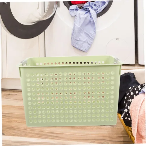 Vista 4 de Cesta de lavandería de plástico de gran capacidad, asa organizadora de ropa sucia y artículos diversos, para uso en casa, oficina o escuela