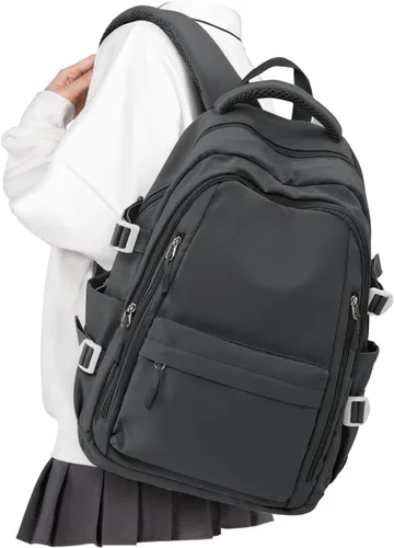 Vista 9 de BOXSAM Mochila ligera para mujer, mochila grande de viaje para laptop, mochila informal para la universidad, mochila para hombres, color beige