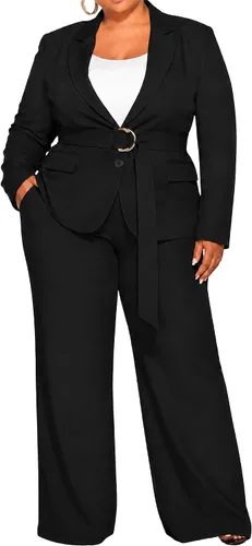 Vista 11 de Conjunto de 2 piezas para mujer, talla grande, para negocios, casual, para Azul marino