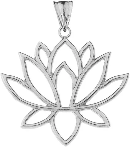Vista 4 de Colgante de plata de ley con diseño de flor de loto y filigrana