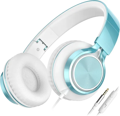 Vista 8 de Auriculares Ailihen C8, ligeros y plegables con micrófono para iPhone, iPad, iPod, teléfonos inteligentes Android, computadoras, laptop, Mac, Negro