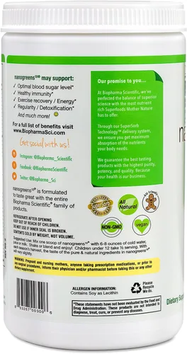 Vista 8 de Producto para preparar bebida Biopharma Scientific NanoGreens 10, 12.7 onzas., NANOG, Verde, 1, 1