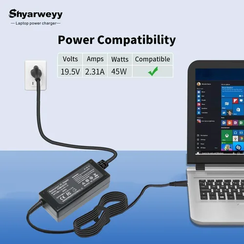 Vista 2 de 45W 740015-002 741727-001 L25296-001 Adaptador de CA para HP Pavilion x360 Envy Spectre Elitebook 840 ProBook Laptop Cable de alimentación