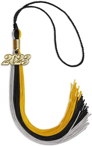 Vista 23 de Endea - Borla de graduación de triple color con gota de fecha dorada (negro/dorado/granate, 2020)