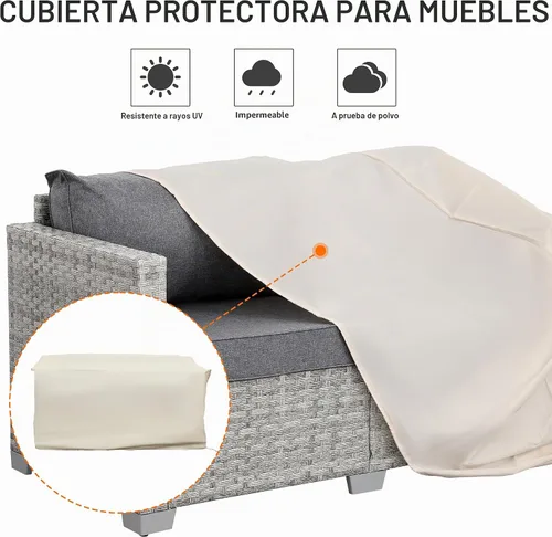 Vista 7 de WAROOM Sofá pequeño de mimbre para patio al aire libre, sofá de ratán de 2 plazas, muebles de balcón, asiento profundo, asiento de porche, cojín gris