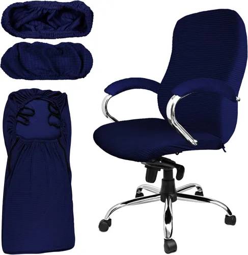 Vista 11 de Tatuo Fundas para silla de oficina y computadora, protector universal para silla giratoria, extraíble, lavable, con cremallera para respaldo de Negro