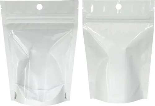 Vista 4 de PABCK 20 bolsas de Mylar de pie para almacenamiento de alimentos, bolsa de embalaje de plástico transparente resellable de 6.3 x 9.45 pulgadas