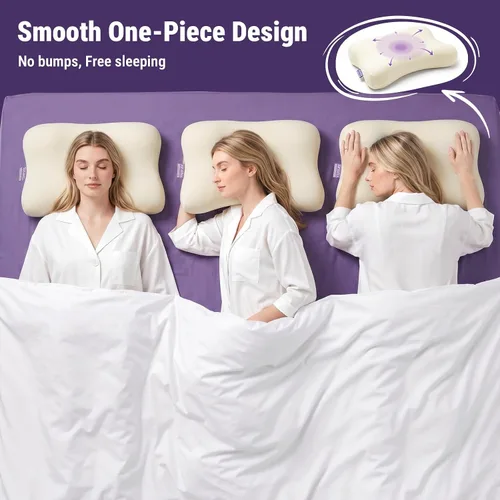 Vista 4 de ZZ-WELL Almohadas para Dormir de Lado para Adultos - Almohada Cervical Patentada para el Cuello para Dormir - Almohada de Espuma Viscoelástica
