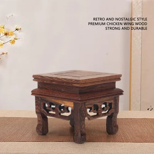 Vista 6 de Mini soporte de exhibición de taburete de madera de estilo chino, estante de exhibición de macetas de jardín, soporte decorativo para elevador