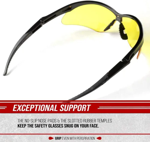 Vista 5 de Glove Station Optic Max Anti-Fog Safety Glasses for Men & Women Clear, Amber & Gray Lenses, Anti-Fog, Scratch-Resistant - ANSI Z87.1 Compliant
