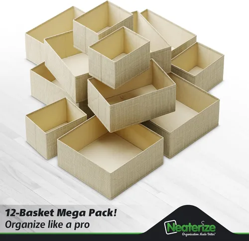 Vista 4 de Organizador de Cajones para Ropa Juego de 12 Beige - Organizador de Cómoda Para Guardería, Dormitorio, Armario - Los Organizadores Perfectos de Ropa