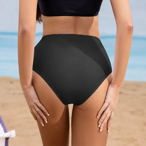 Vista 5 de SherryDC Parte inferior de bikini de cintura alta con corte en V para mujer