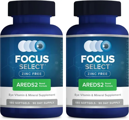 Vista 7 de Focus Vitamins Fórmula libre de zinc Focus Select 180 cápsulas de gel blando Fórmula basada en AREDS2 Vitamina y suplemento para ojos