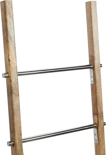 Vista 5 de Deco 79 Escalera rectangular de madera contemporánea, 19 x 2 x 59 pulgadas, marrón
