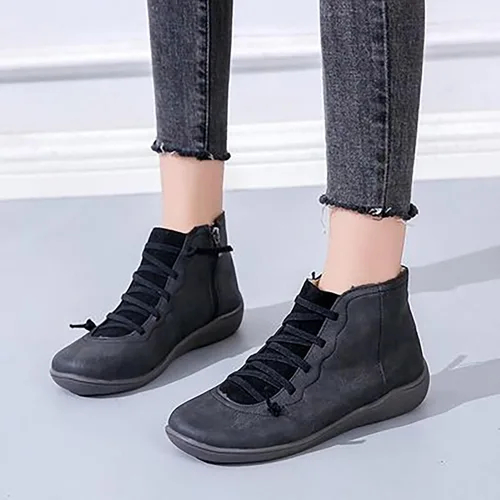 Vista 2 de Botas de tobillo vintage para mujer, cómodas botas para caminar al aire libre, sin dormir