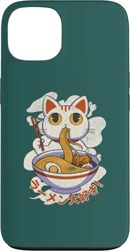 Vista 7 de Funda linda para iPhone 11 Chinese Lucky Cat Eating Ramen noodle lover anime Japón