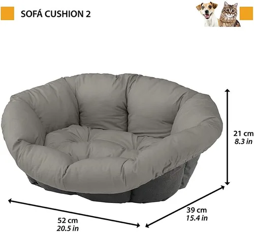 Vista 2 de Ferplast Cojín para cama de perro y gato, 2 fundas de repuesto acolchadas para cama de mascotas, cesta de plástico, algodón suave, lavable, Marrón