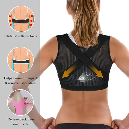 Vista 3 de BRABIC Faja moldeadora de pecho para mujer, parte superior de soporte de espalda, corrector de postura debajo de la ropa