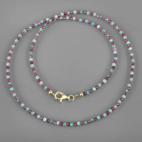 Vista 4 de Gemshiner - Collar de princesa con múltiples piedras preciosas para mujeres, niñas, hecho a mano, con cuentas curativas con cadena de plata