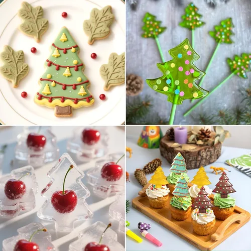 Vista 3 de Molde de silicona para árbol de Navidad, 2 moldes para pastel