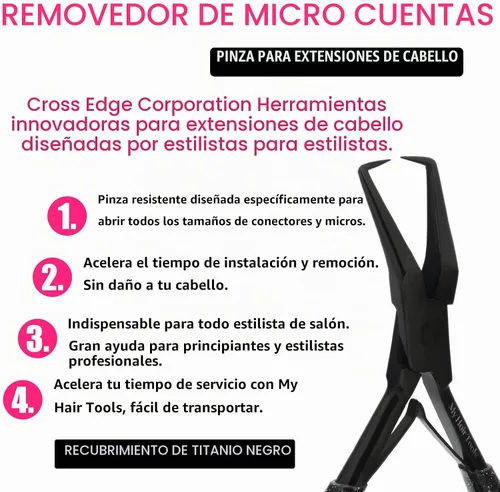 Vista 3 de Kit de Herramientas para Extensiones de Cabello Microlink Cuentas y Cinta Alicates Removedores de Extensiones de Cabello y Alicates para Engarzar