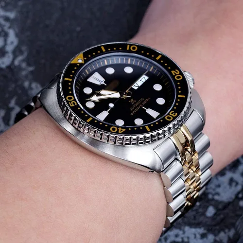 Vista 2 de Banda de reloj de metal Super-J Louis de 0.866 in para Seiko New Turtles SRP777 SRPA21 cepillado