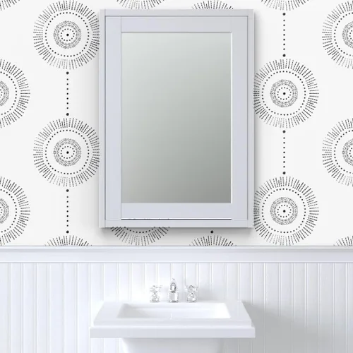Vista 9 de Spoonflower Boho Geometric Pre-Pasted Removable Wallpaper Sample 12" x 24" Watercolor Circles Abstract Neutral Self-adhesive, removable and