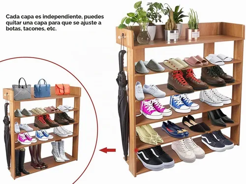 Vista 5 de H&A Zapatero de madera de 6 niveles Organizador de almacenamiento de zapatos (aple)