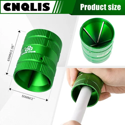 Vista 2 de CNQLIS Limpiador de tuberías de cobre, herramienta de biselado de tubo duro exterior interior de 1/4 a 1-5/8", herramienta de biselado de tubos