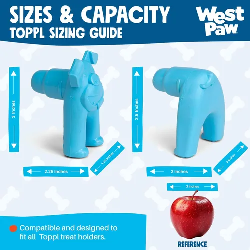 Vista 4 de WEST PAW Toppl Stopper - Paquete de 2 tapones en azul aguamarina, diseñado para el enriquecimiento de perros, accesorio que se adapta a todos