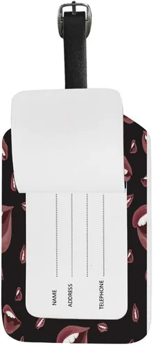Vista 4 de Guitong - Etiqueta de equipaje de viaje, etiqueta de equipaje de viaje, diseño de loro, flores, mochila, maleta, identificación de viaje, cuero
