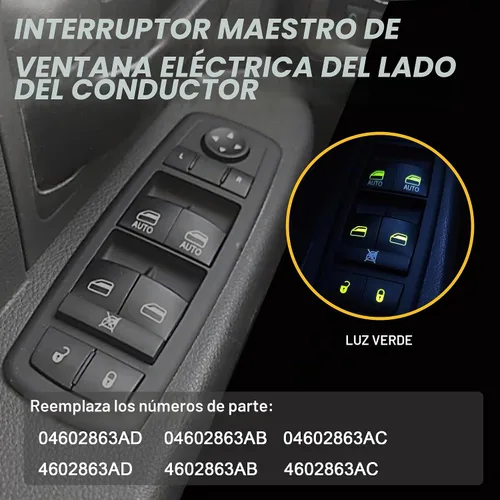 Vista 5 de Interruptor maestro de ventana de alimentación del lado del conductor 9 pines + 3 pines Compatible con 2009 2010 2011 2012 Dodge Ram 1500 2500 3500