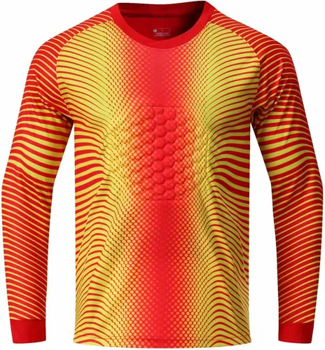 Vista 4 de Hansber Camisetas de portero acolchadas de manga larga para niños y jóvenes, uniforme de fútbol Azul marino oscuro