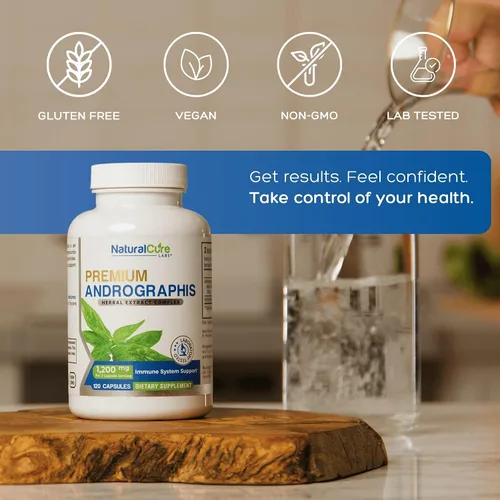 Vista 3 de Natural Cure Labs Extracto premium de Andrographis Paniculata 1,200 mg - 100 mg de andrografólidos estandarizados - Cápsulas veganas de apoyo