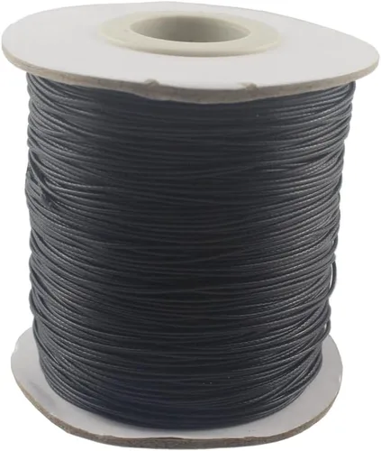 Vista 2 de Cordón de poliéster encerado para hacer joyas, cuerda encerada con carrete para hilo de manualidades (negro, 0.020 in (150 yardas))