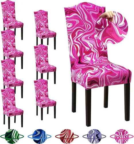 Vista 71 de Sufdari Juego de 4 fundas para sillas de comedor, color beige, antideslizantes, de elastano, elásticas, para comedor, hotel (Grande)