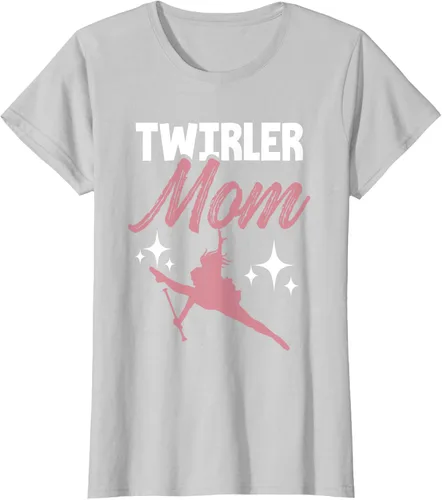 Vista 22 de Twirler Mom Baton Twirl Mother Majorette Twirling Camiseta, Negro, S