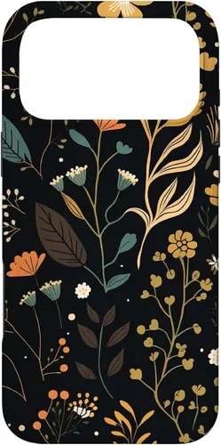 Vista 22 de Floral Aesthetic Simple Boho Modern Botanical Flowers Black Case for iPhone 17
