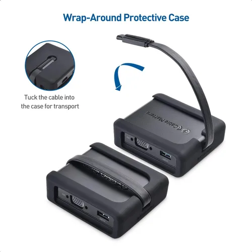 Vista 6 de Cable Matters Concentrador USB C 7 en 1 con triple pantalla (HDMI, DisplayPort, VGA), 2 USB 3.0, Gigabit Ethernet, carga de 100 W - Thunderbolt