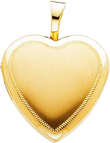 Vista 5 de Colgante de oro amarillo de 14 quilates con colgante de corazón pulido con cadena de serpiente amarilla de 0.031 in.