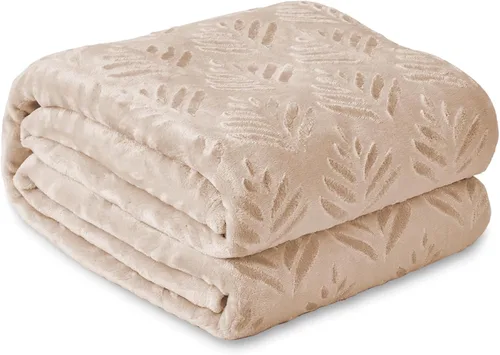 Vista 10 de Exclusivo Mezcla Manta de Vellón Tamaño King para Cama, Mantas Súper Suaves y Acogedoras para Uso Durante Todas las Estaciones, Patrón de Hojas
