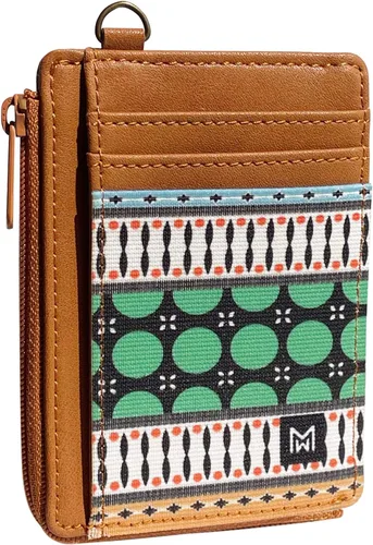 Vista 17 de Cartera Porta Tarjetas para Mujeres, Cartera delgada minimalista con bloqueo RFID, carteras de cuero, cartera elástica de bolsillo frontal