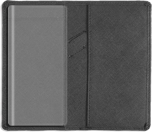 Vista 23 de Sanlykate Funda de libro de cheques de cuero para hombres y mujeres, estuche de libro de cheques con bloqueo RFID con tarjetero y divisor gratuito