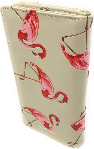 Vista 2 de Shag Wear Cartera grande de animales flamencos para mujeres y adolescentes, piel sintética vegana, color beige, 7 pulgadas, Flamenco, Cartera grande