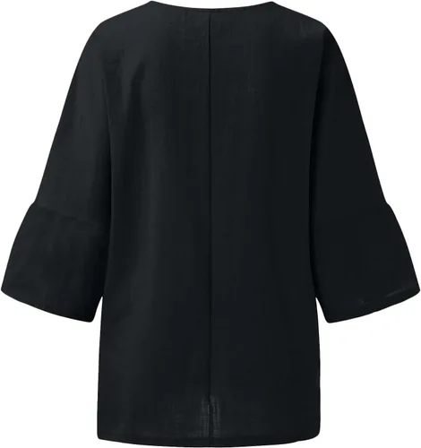 Vista 5 de Ceboyel Camisas de algodón y lino para mujer, con estampado de diente de león, blusa de manga 34, estilo bohemio, ropa 2023