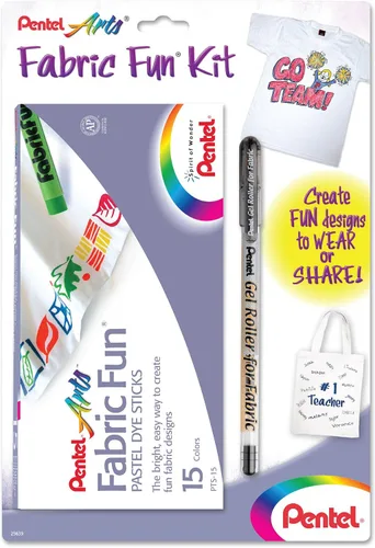 Vista 2 de Pentel Arts Fabric Fun - Palitos de tinte pastel, juego de 15 colores (PTS-15)