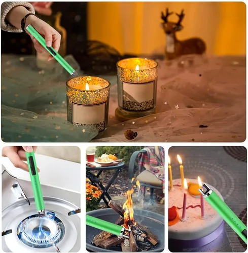 Vista 6 de SUPRUS Encendedor fluorescente que brilla en la oscuridad, encendedor USB, recargable, resistente al viento, tamaño de bolsillo para velas, cocinas