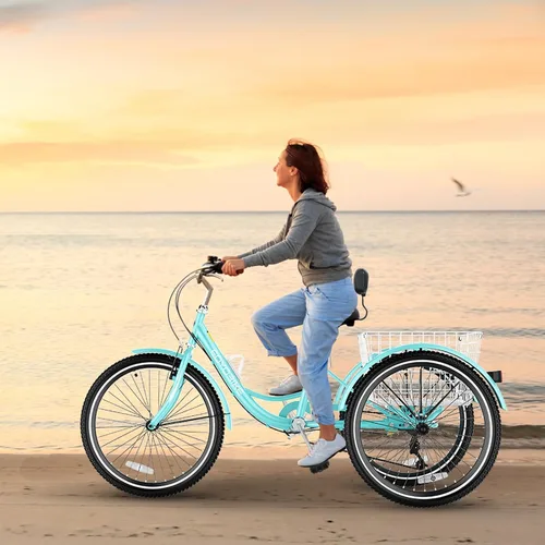 Vista 7 de LILYPELLE Adult Tricycle 7 Speed, 3 Wheel Bike Adult, 20/24/26 inch Wheels Cruiser Bikes with Cargo Basket for Seniors, Women, Men